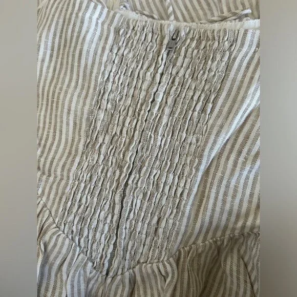 Reformation Balia Linen Midi Dress in Sandy Stripe | size 0 - Picture 9 of 10